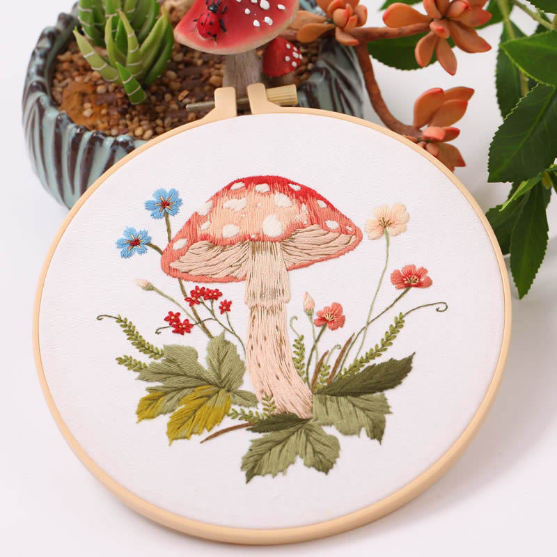 Mushroom Pattern Series Small Fresh Handmade Embroidery Material Kit Set