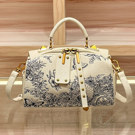Floral Embroidery Pillow Bag Elegant Shoulder Bag for Women-1