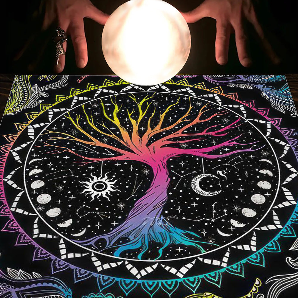 Tarot Table Cloth Moon Sun Lucky Tree Flannel Tablecloth-15