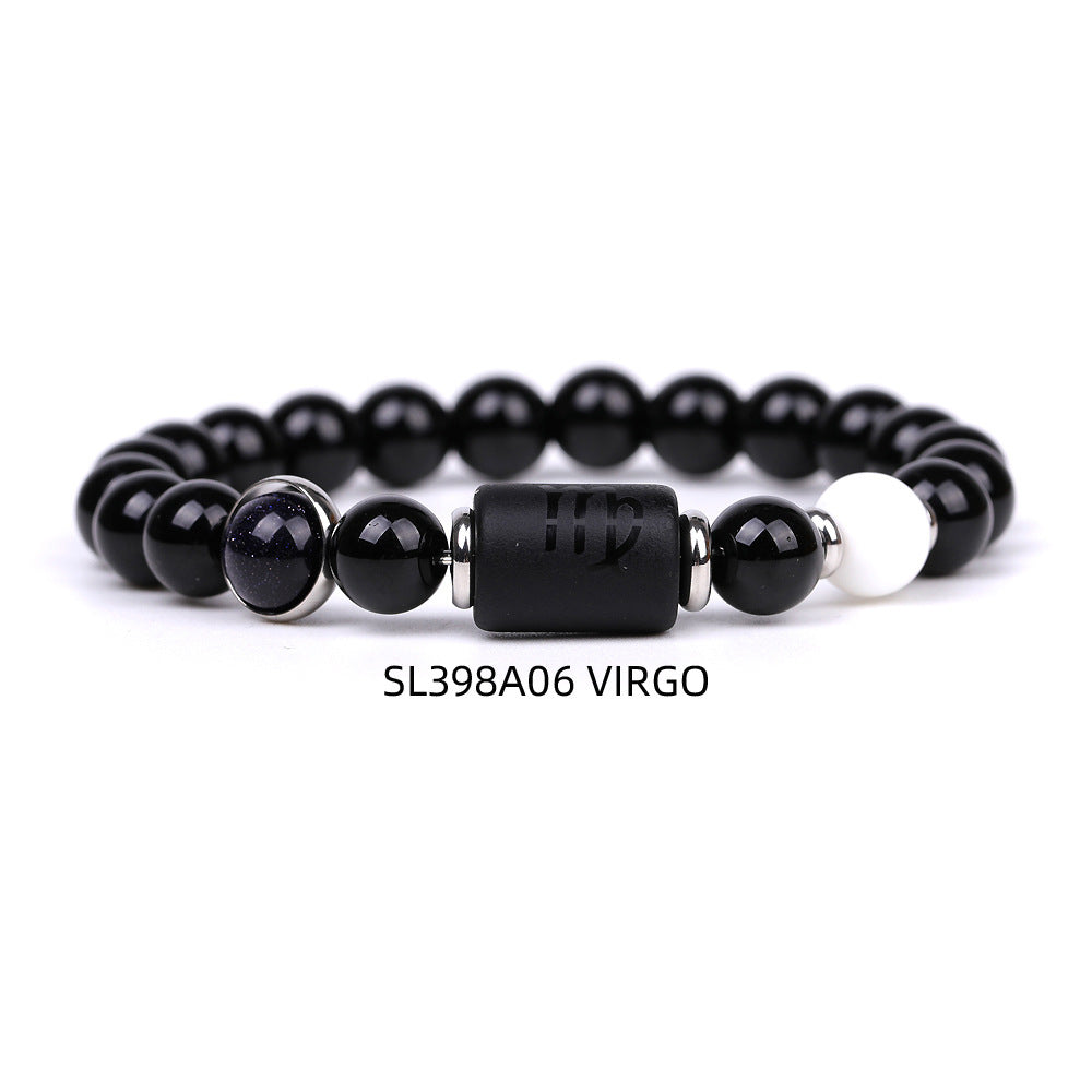 Natural Agate Zodiac Bracelet Unisex Astrology Jewelry-17