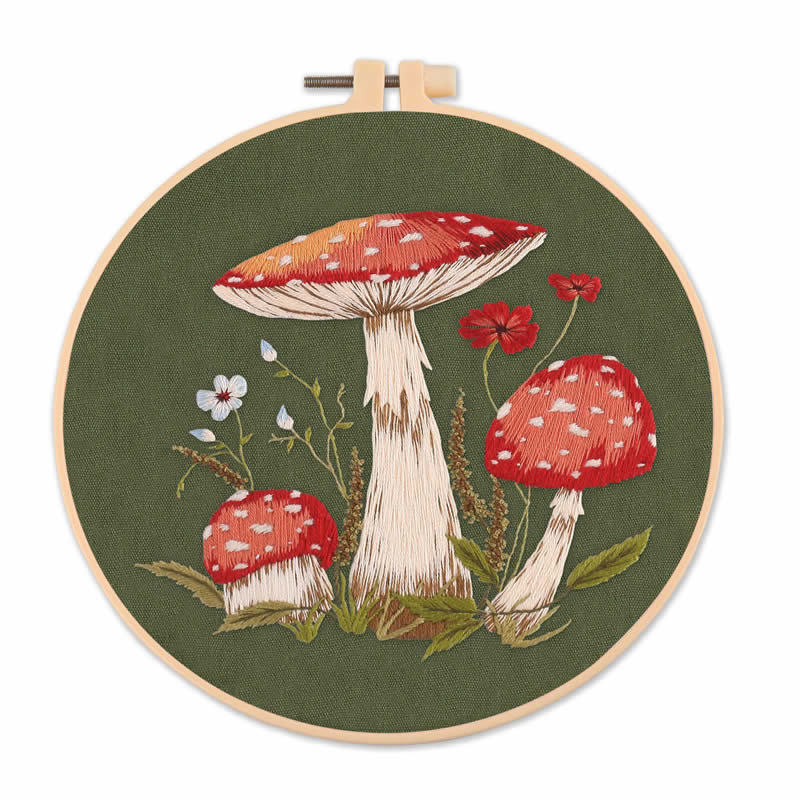 Mushroom Pattern Series Small Fresh Handmade Embroidery Material Kit Set