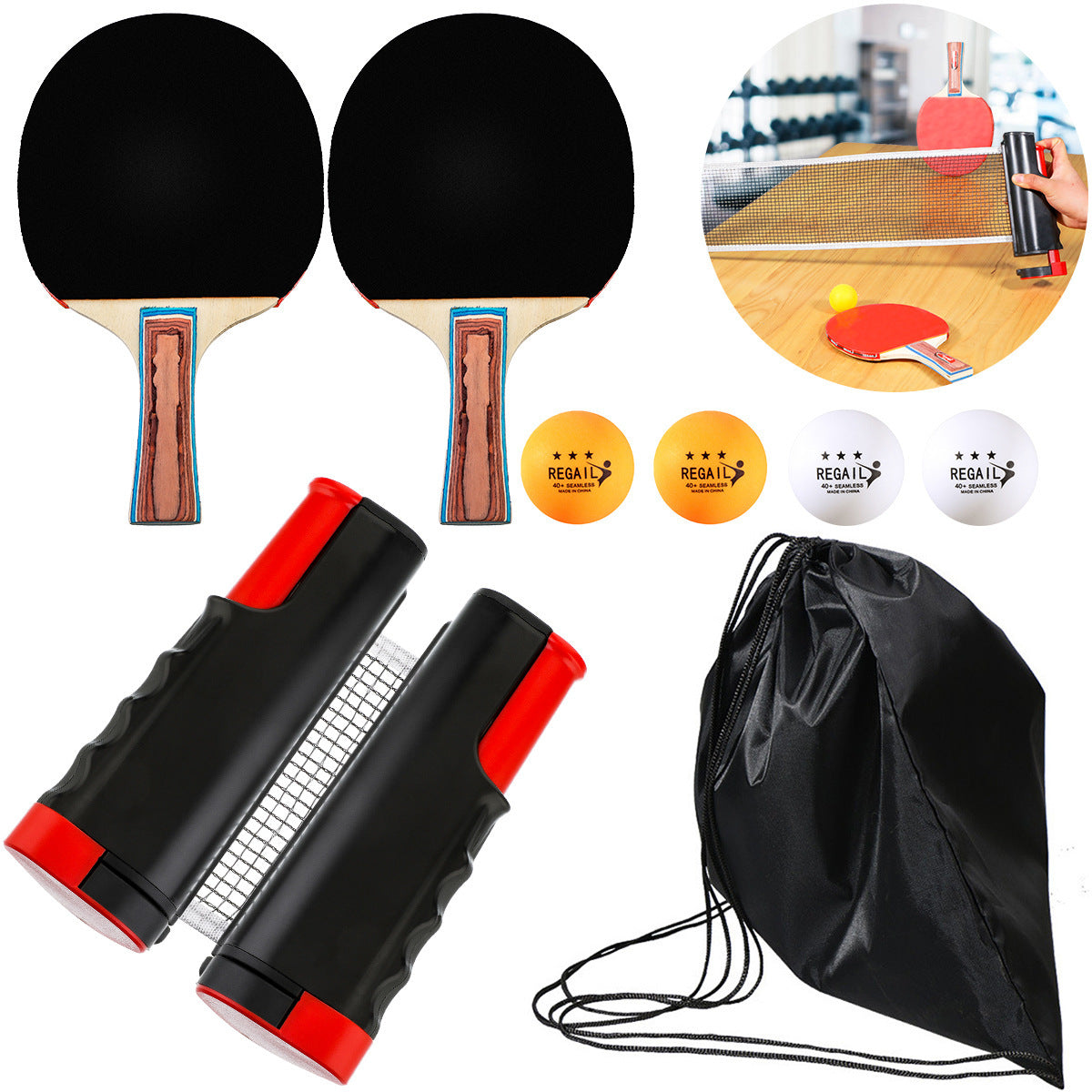 Portable Table Tennis Rackets Telescopic Net Rack Set