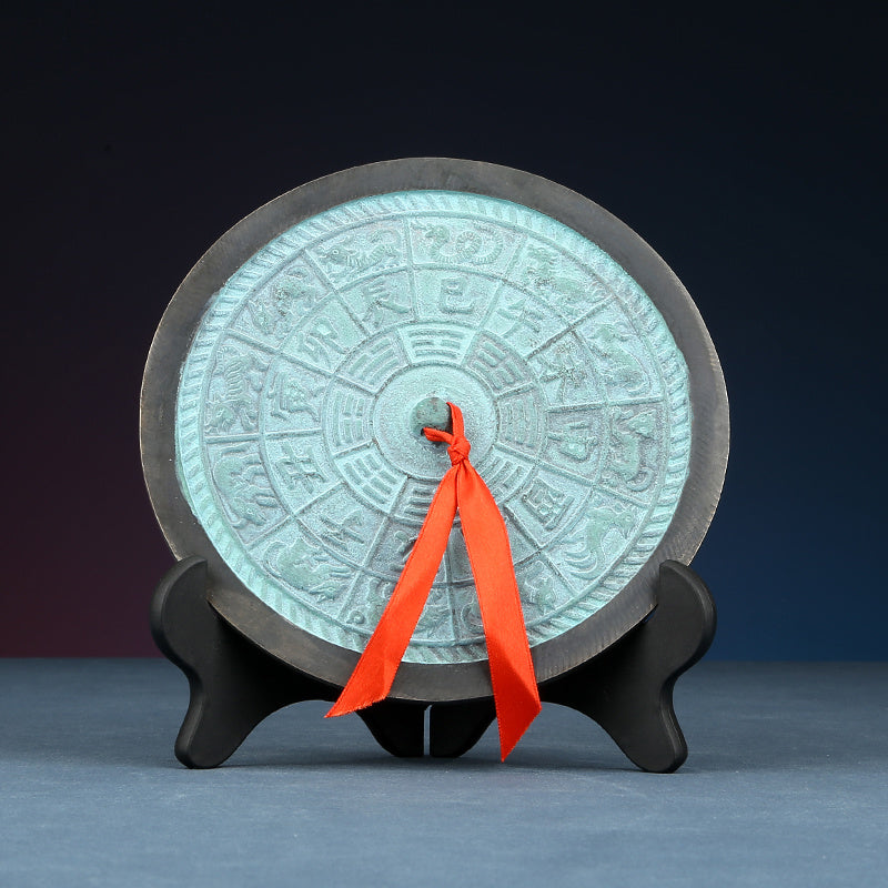 Antique Bagua brass mirror with flat Tai design