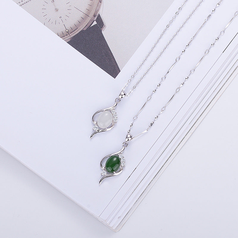 Natural Jasper Water Drop Anhänger Hetian Jade Halskette