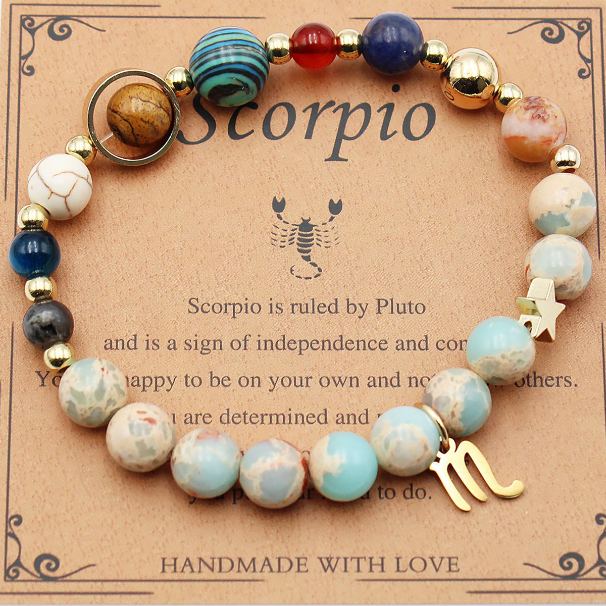 Zodiac Bracelet with Natural Agate & Shoushan Stone 12 Constellations-9