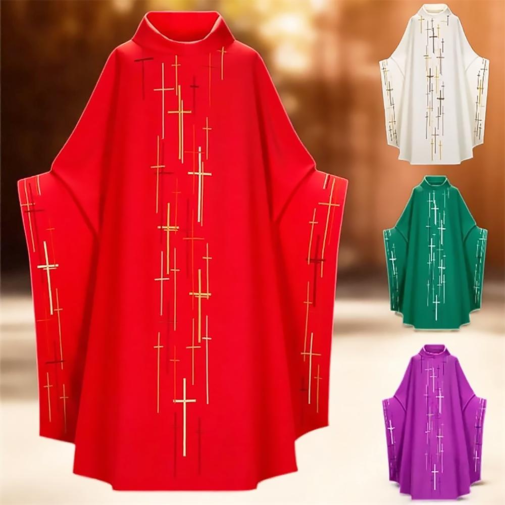 Halloween Vintage Solid Color Robe Gown for Unisex Cosplay Costume-1