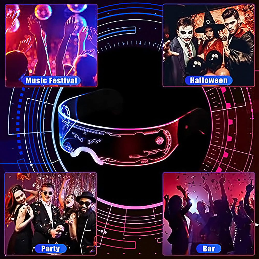 LED Luminous Futuristic Glasses Rave Party Festival Goggles-2