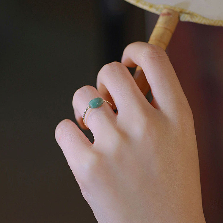 Ran Jade Bead DIY Design Fashion Ring