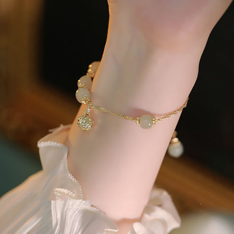 Court Inspired Hetian Jade Bell Cuff Bracelet Jewelry Gift for Women-5