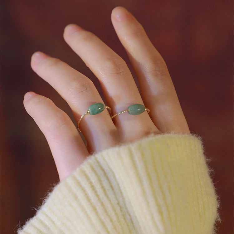 Ran Jade Bead DIY Design Fashion Ring