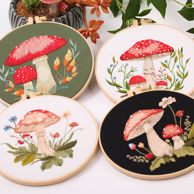 Mushroom Pattern Series Small Fresh Handmade Embroidery Material Kit Set