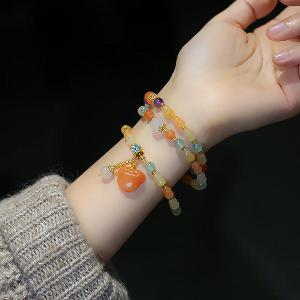 Ethnic Style Jinsi Jade Bracelet with Cinnabar Jade Handwoven Jewelry-4