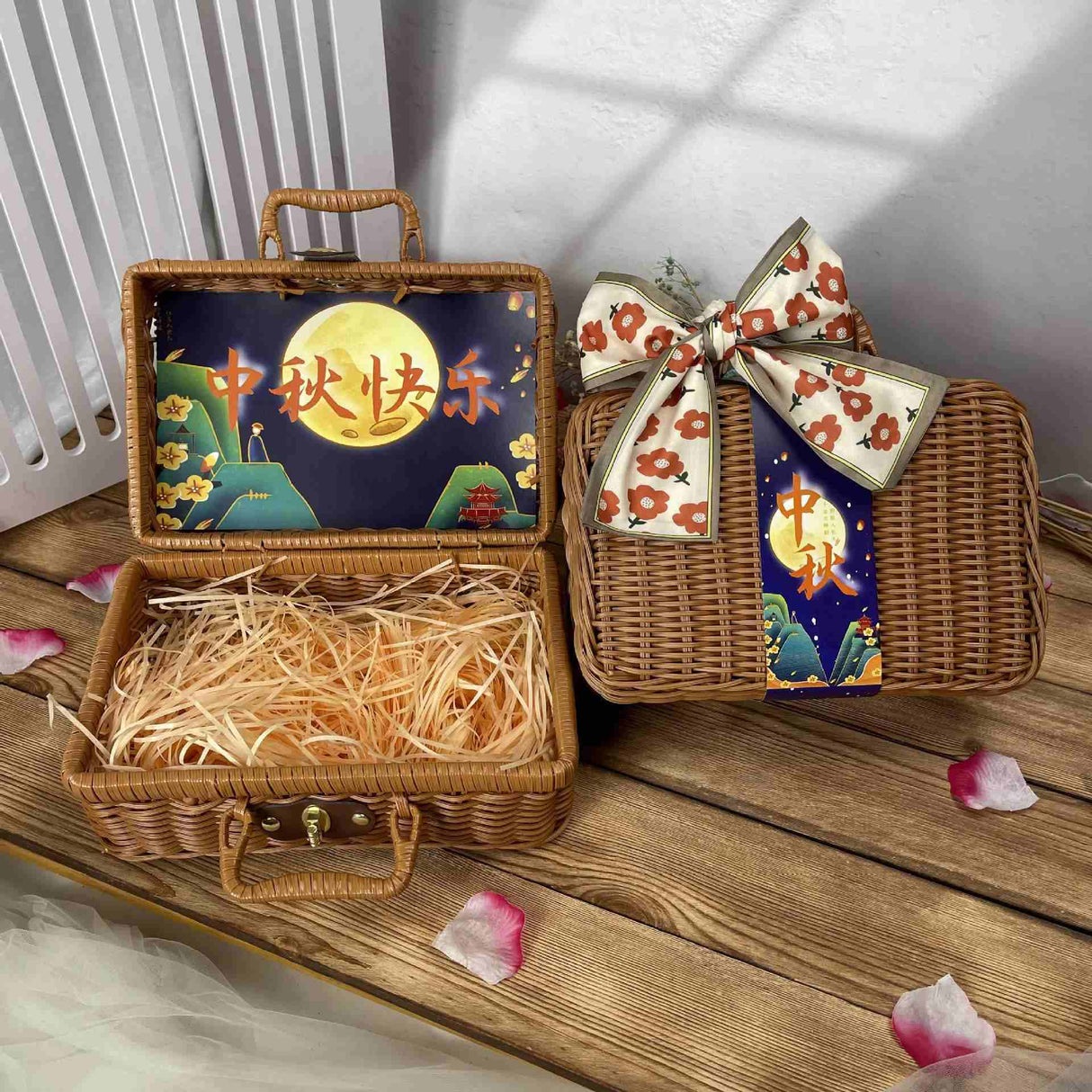 Rattan Woven Gift Wrap Suitcase Gift Packaging Box