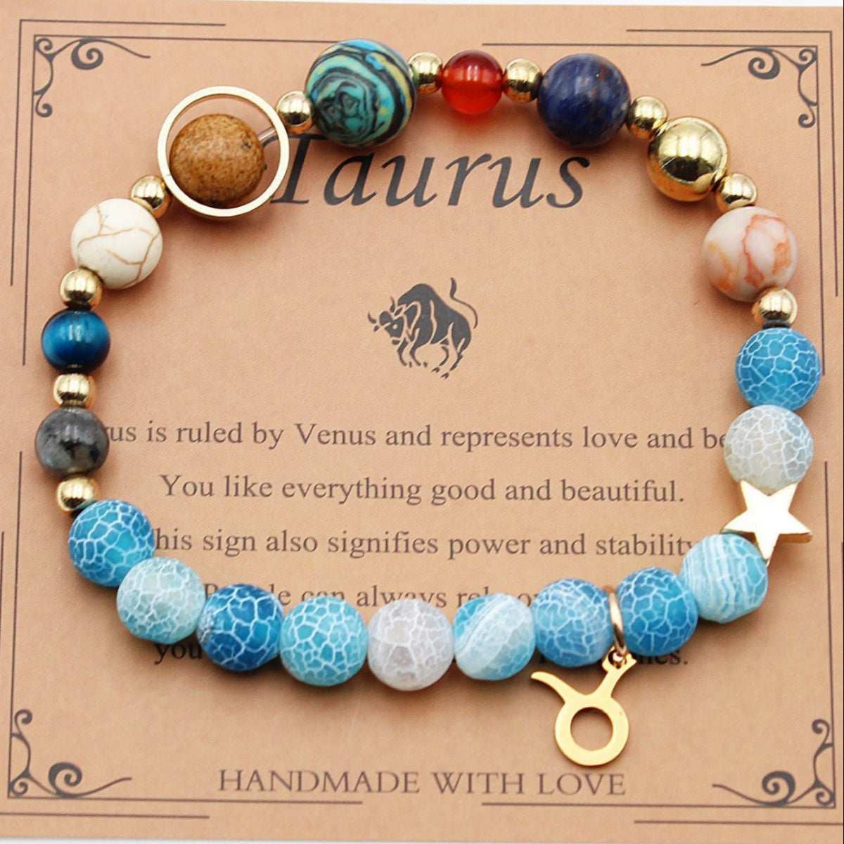 Zodiac Bracelet with Natural Agate & Shoushan Stone 12 Constellations-36