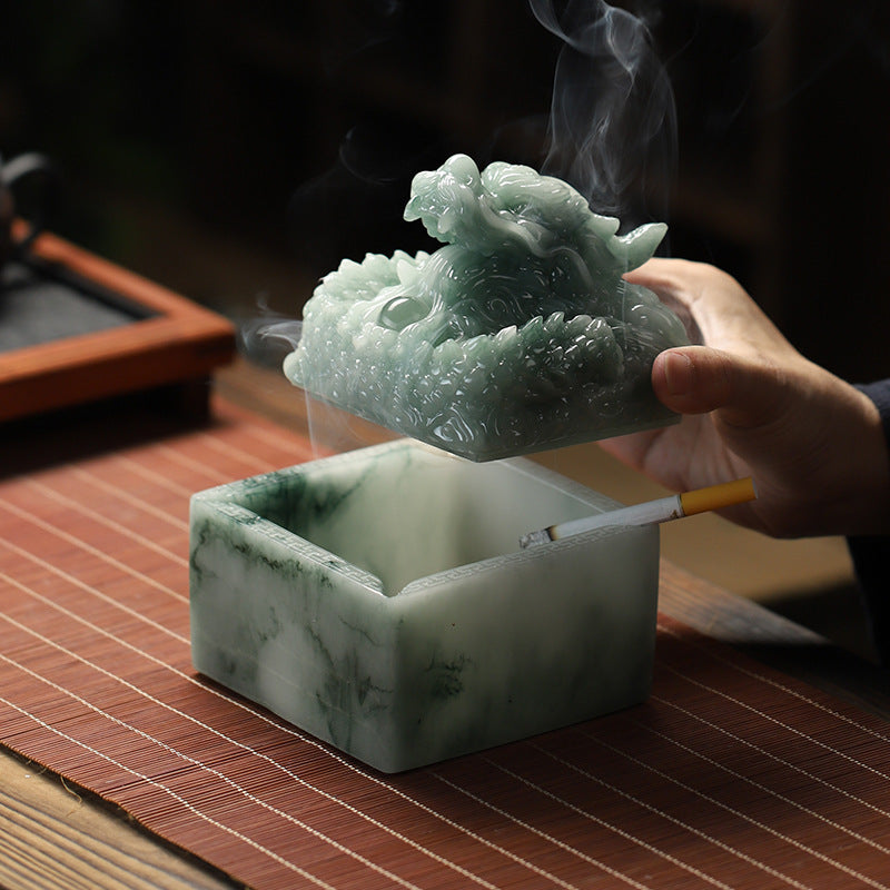 Harz Jade Chinese Dragon gedruckt Aschenbecher
