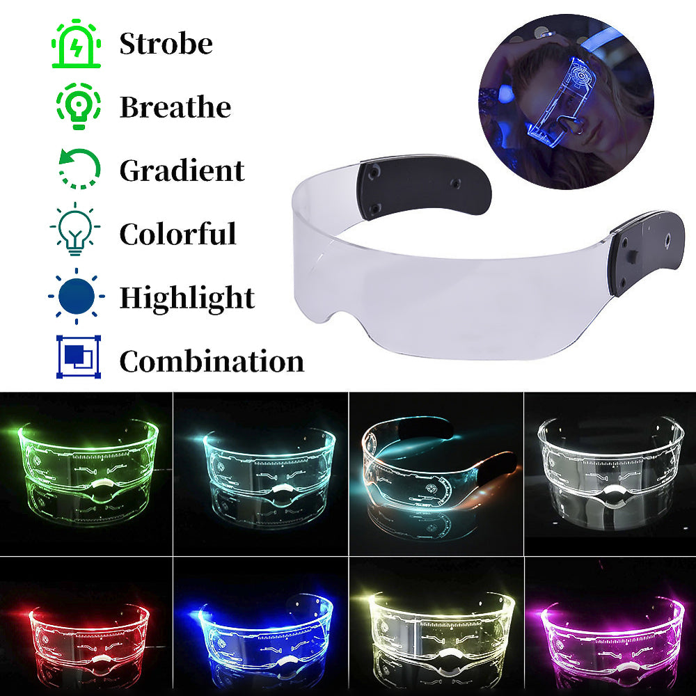 LED Luminous Futuristic Glasses Rave Party Festival Goggles-4
