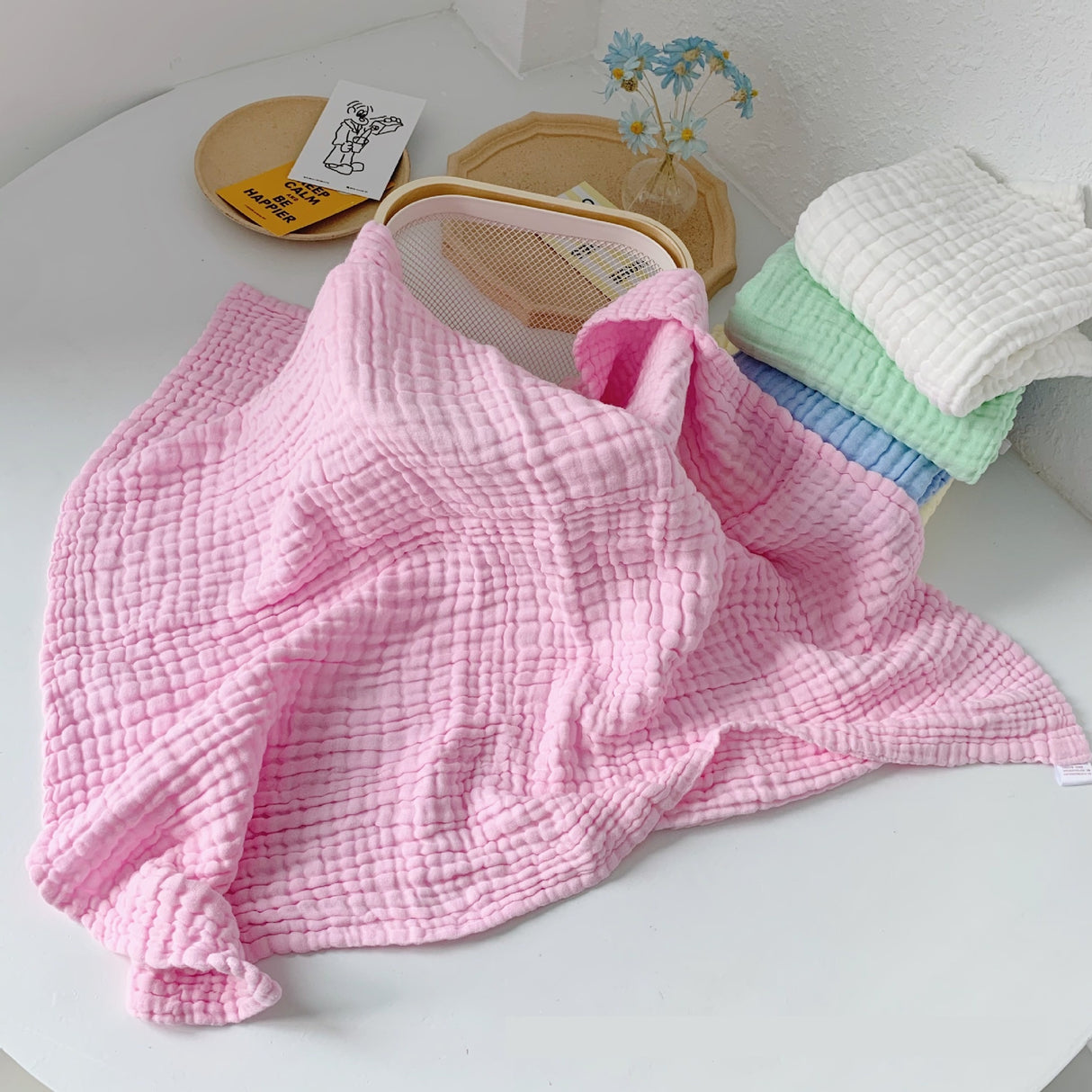 Plain Color All Cotton 6-layer Gauze Bubble Cotton Children's Quilts