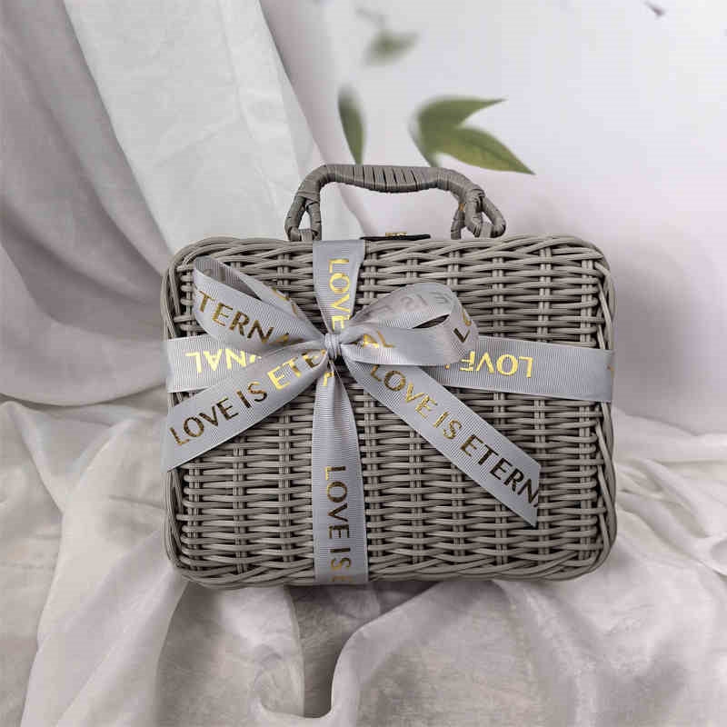 Rattan Woven Gift Wrap Suitcase Gift Packaging Box