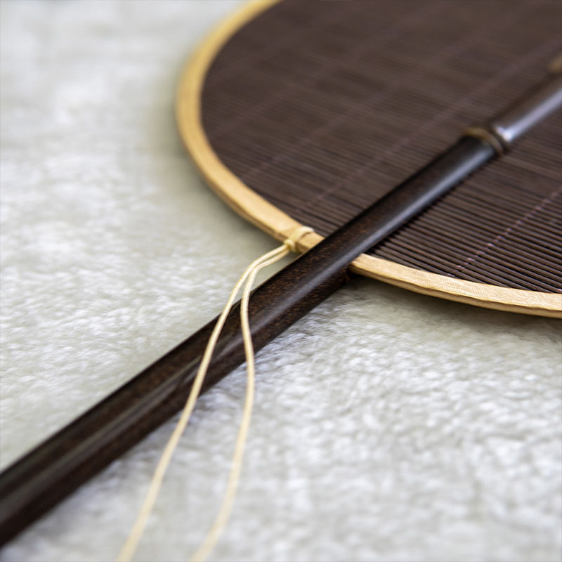 Chinese Embroidery Waist Fan with Traditional Purple Bamboo Handle Large Round Fan-5