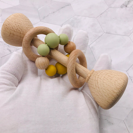 Baby-Buchenholz-Rasseln, Beißspielzeug