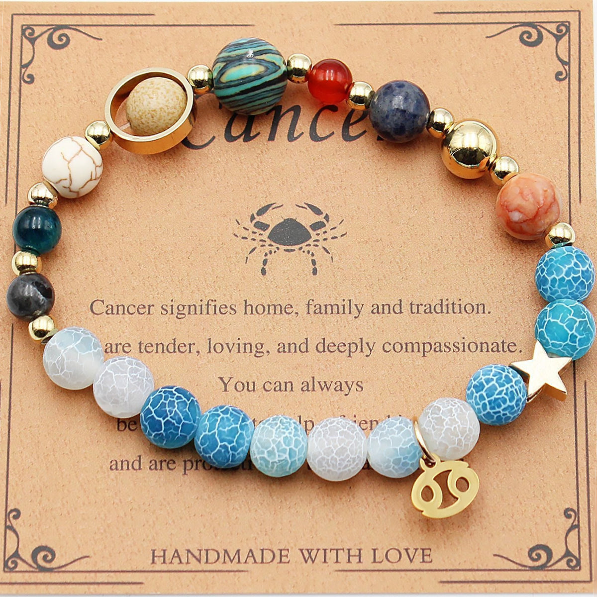 Zodiac Bracelet with Natural Agate & Shoushan Stone 12 Constellations-28