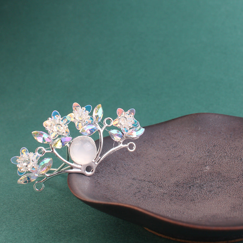 Schöne Seitenclip Ancient Kostüm Kiefer Blumenzweige Schritt Tüll Schmetterling Haarzubehör