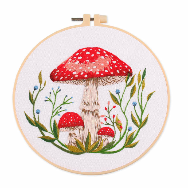 Mushroom Pattern Series Small Fresh Handmade Embroidery Material Kit Set