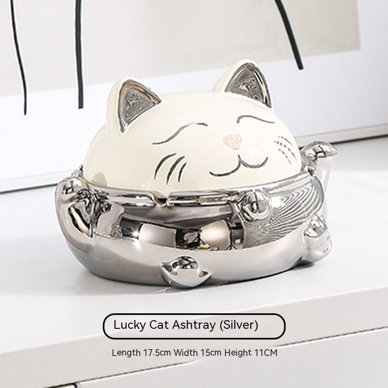 Lucky Cat Aschenbecher Wohnzimmer mit Deckel
