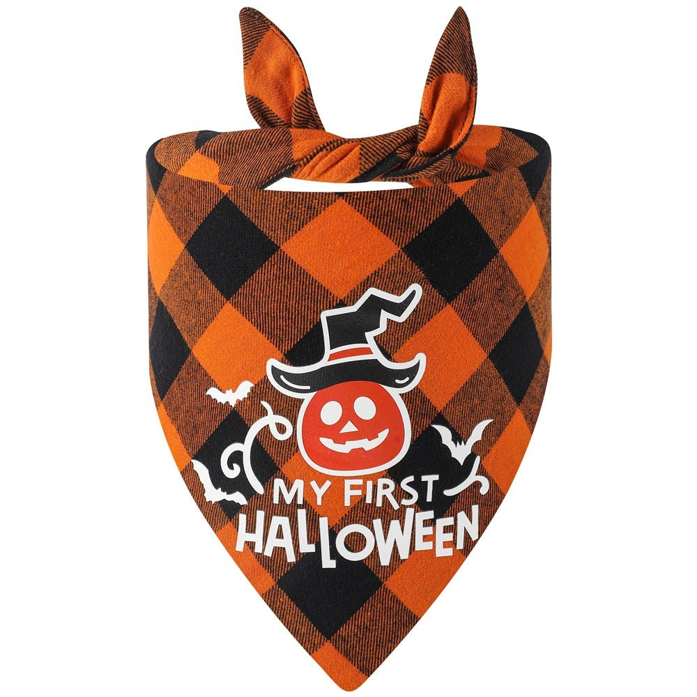 Luminous Halloween Dog Bandana Glow in the Dark Pumpkin Bat Scarf-2