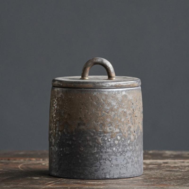 Taobei vergoldet schwarzer Keramik Tee Aufbewahrung Jar Tee Caddy