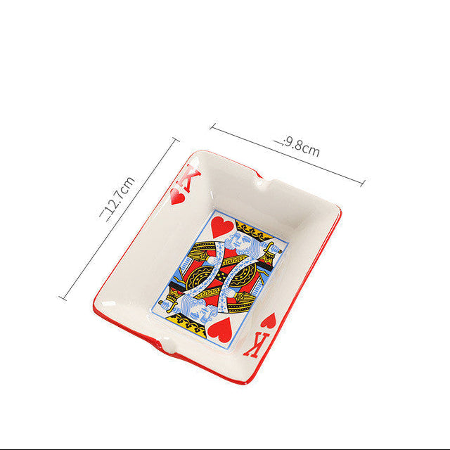 Home Poker Style Ceramic Featured Ashtray Office Living Room Featured Ornaments