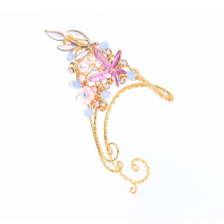 Hanfu elf earrings with floral Chinese hairpin design