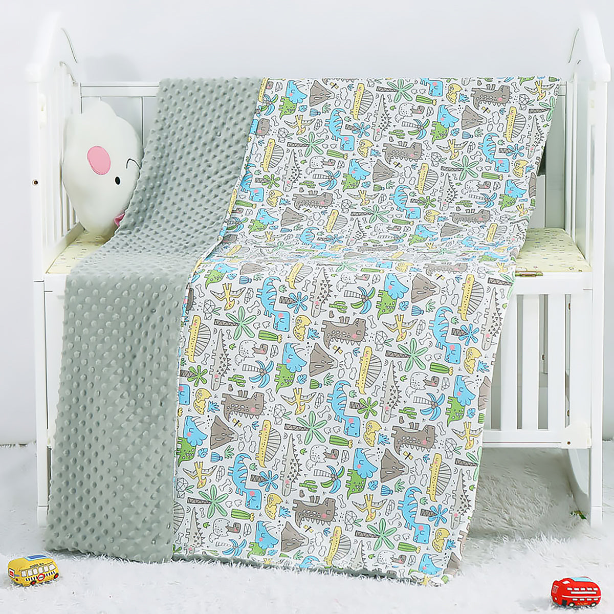 Cartoon Baby Soothing Pea Blanket Dual Sided Soft Nursery Stroller Blanket-8