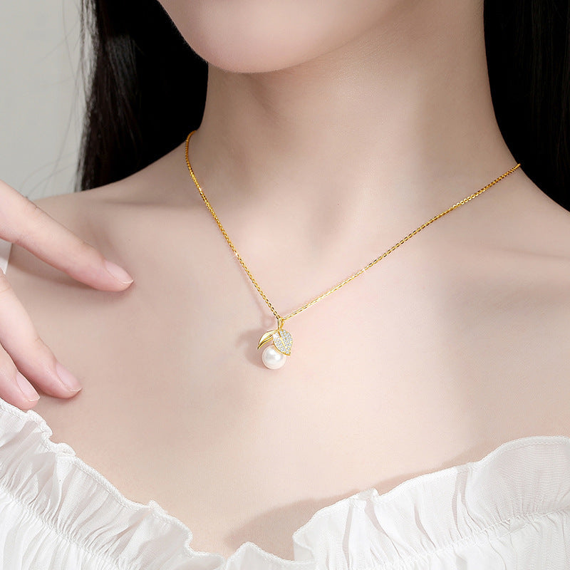 Natural Hotan Jade Blatt Halskette Frau S925 Silber