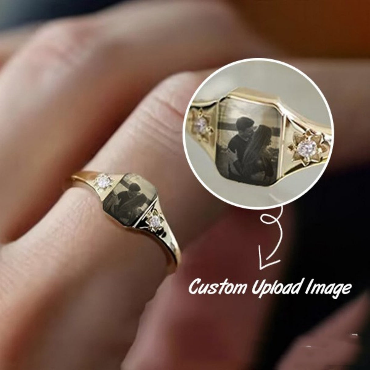Custom Photo Ring Personalized Gift for Her or Mom-1