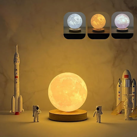 Kreative 3D magnetische rotierende Mondlampe 3 Farbe Lunar Nachtlicht Zimmer Dekor