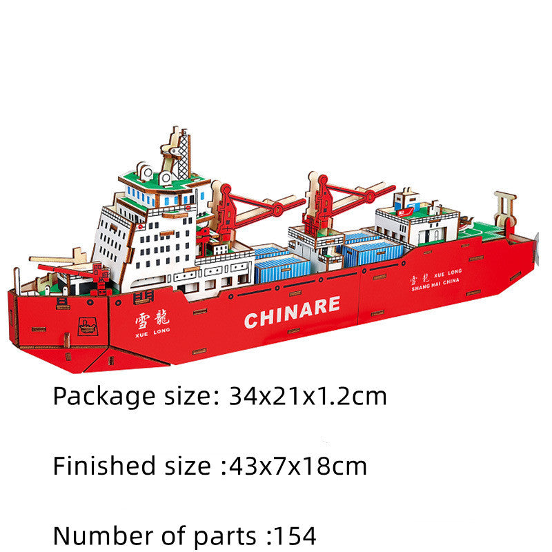 Wooden Model of Assembled Military Ship