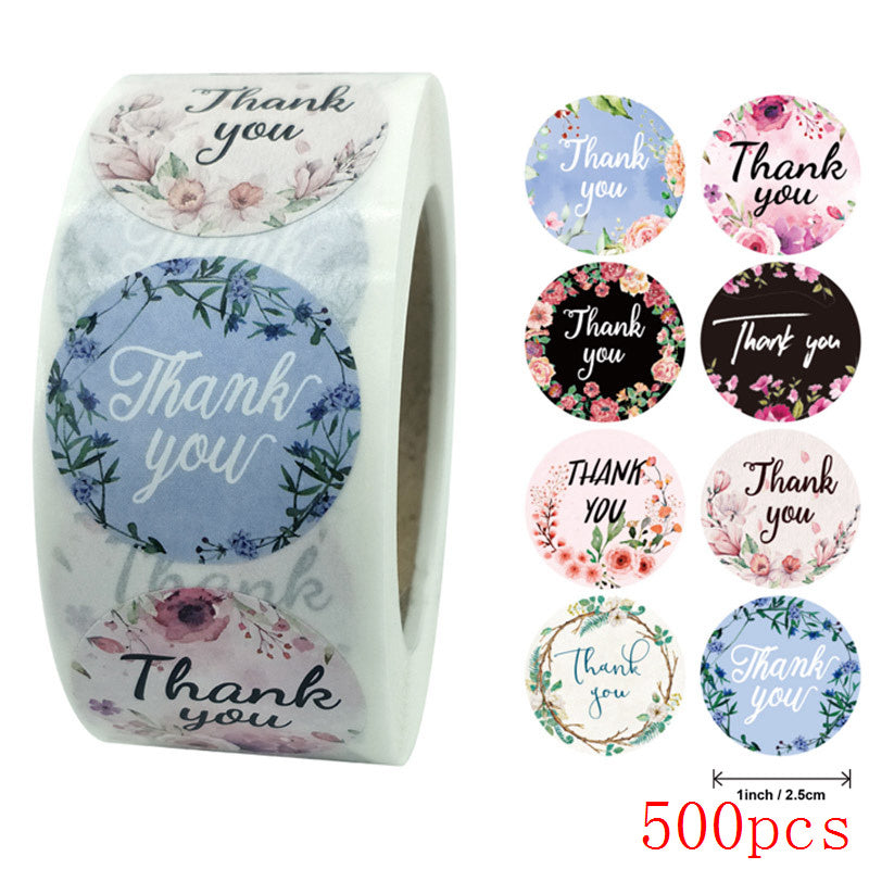 Gift Wrap Thank You Sticker Floral Wedding Gift Decoration