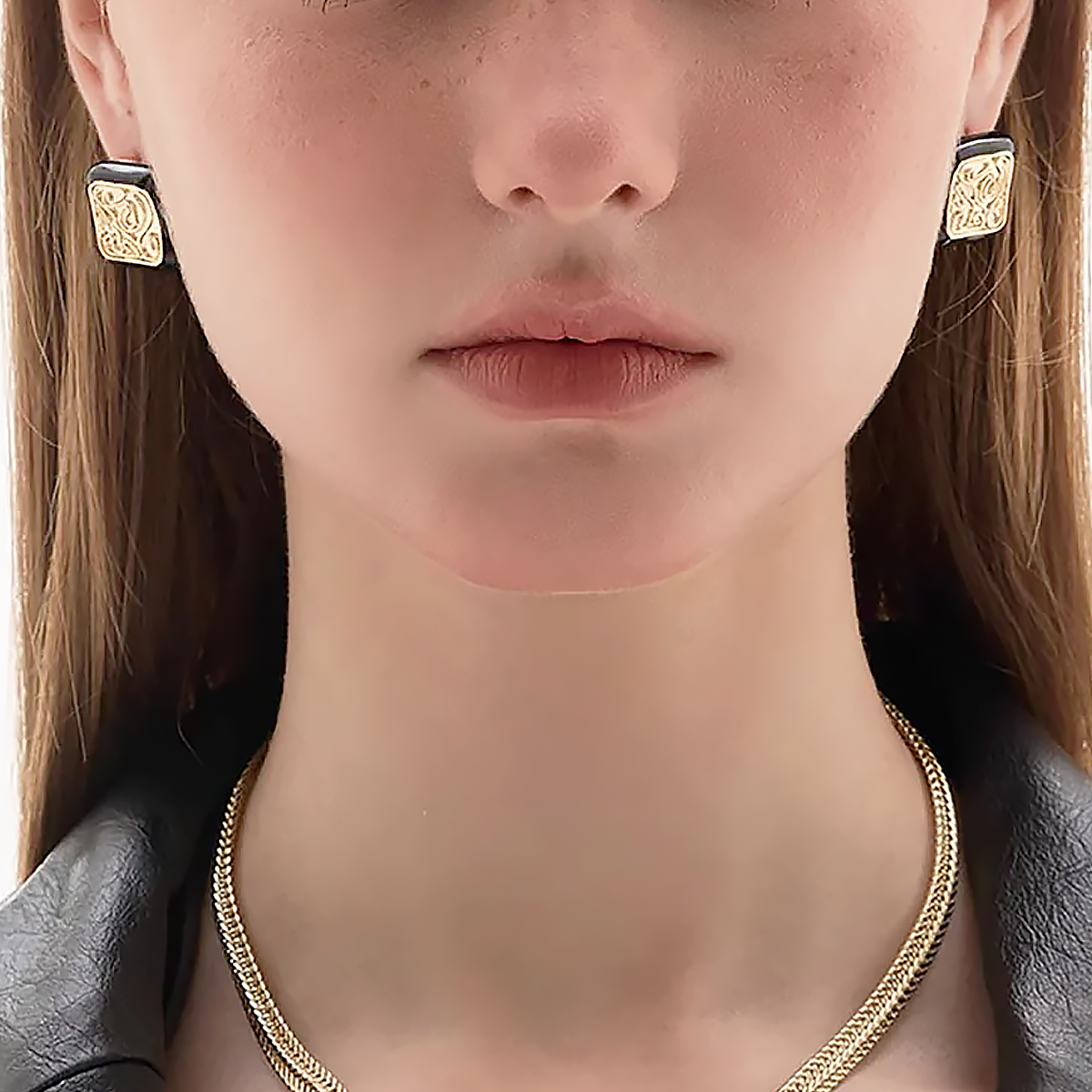 Retro Chinese Style Geometric 18K Gold Earrings-1