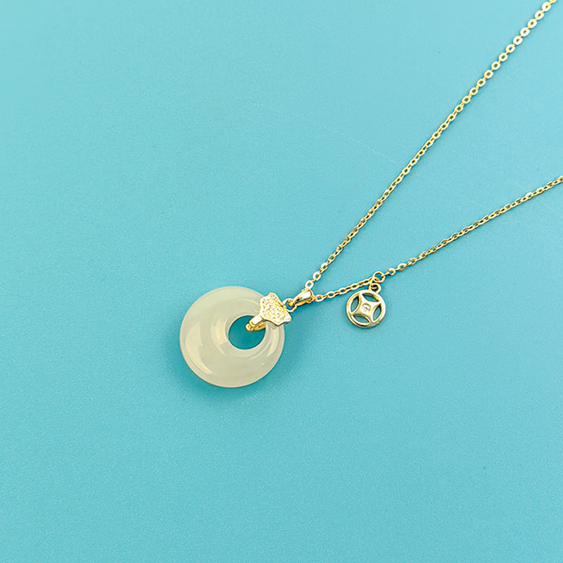 520 Geschenk New Hetian Jade Halskette Frau 925 Silber