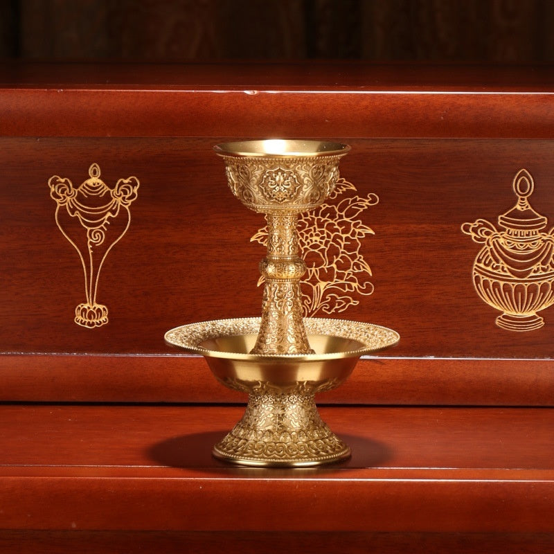 Tibetan Dharma Protector Cup Eight Auspicious Carved Tribute Cups