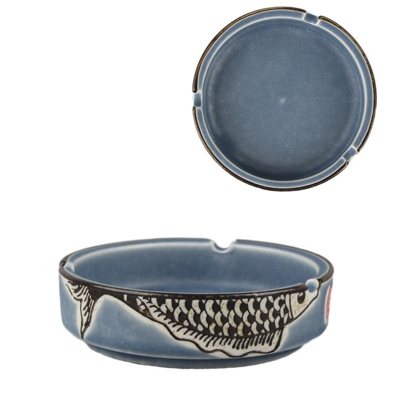 Chinesischer Stil Fisch Bild Retro Aschenbecher Keramik kreativ