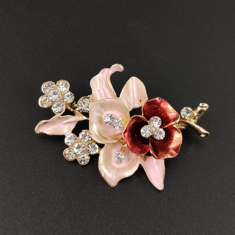 Diamantblume Corsage Brosche handgefertigt