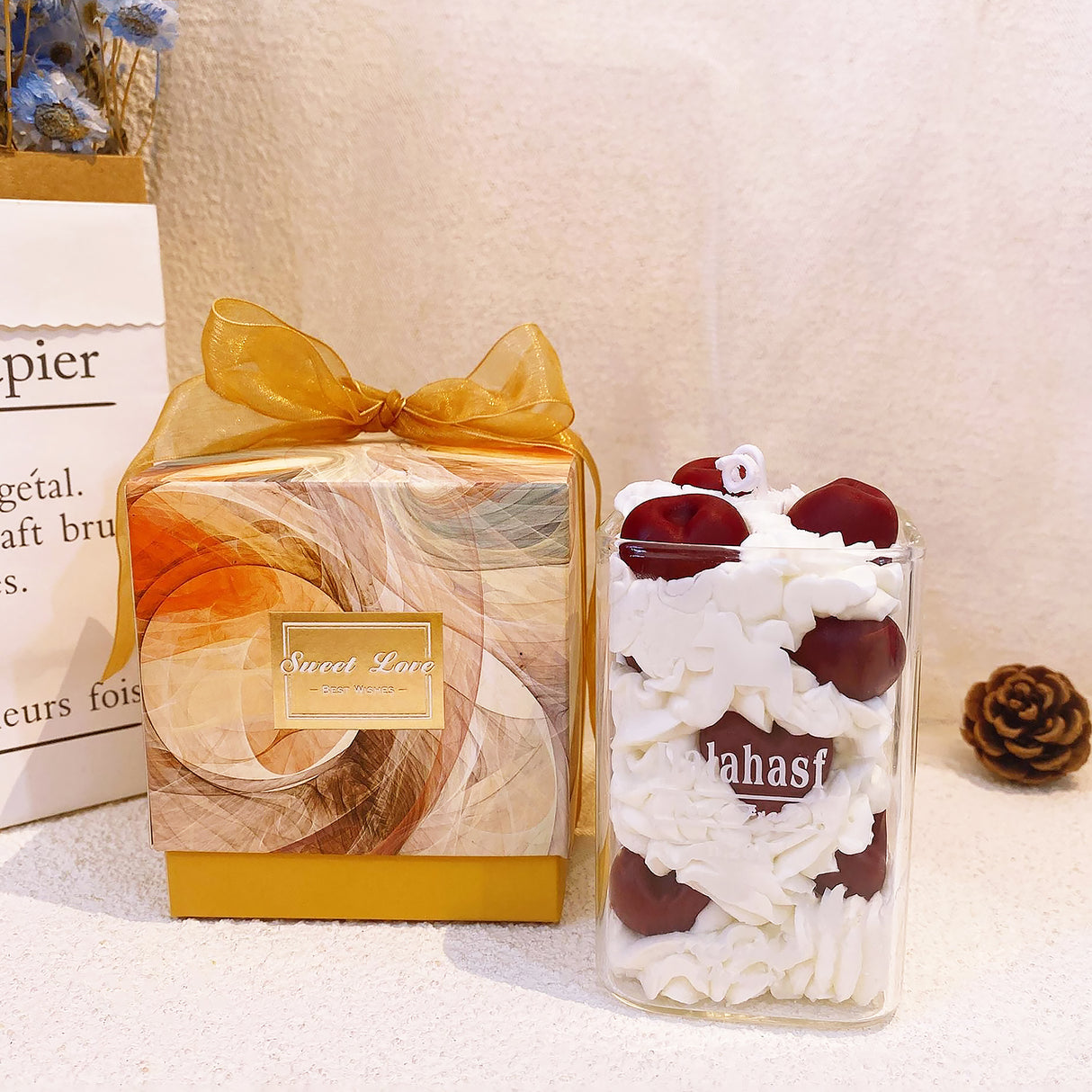 Cute Fruit Dessert Candle Cup Gift Whipped Cream Soy Wax Candle-7