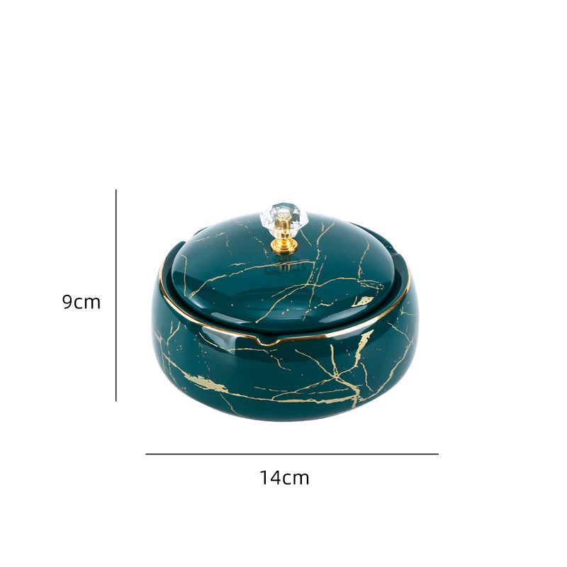 Modern ceramic ashtray with stone pattern and lid