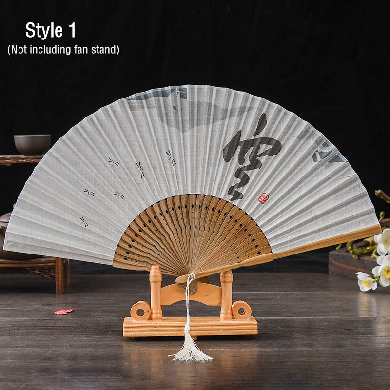 Chinese Folding Fan with Bamboo Frame for Traditional Gift Giving-1