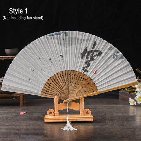 Chinese Folding Fan with Bamboo Frame for Traditional Gift Giving-1