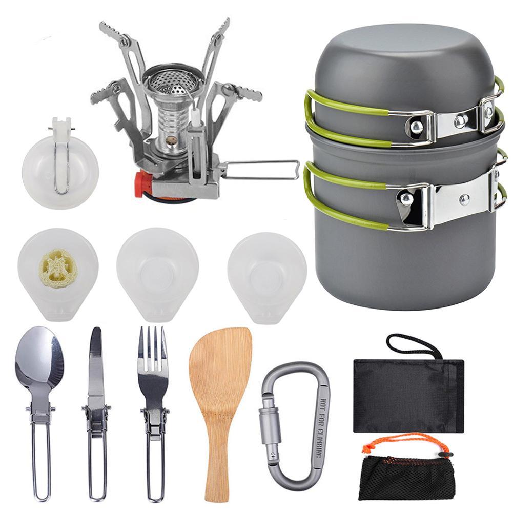 Outdoor Camping Cookware Kit Travel Tableware Picnic BBQ Equipment