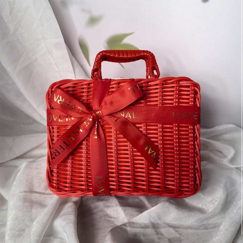 Rattan Woven Gift Wrap Suitcase Gift Packaging Box