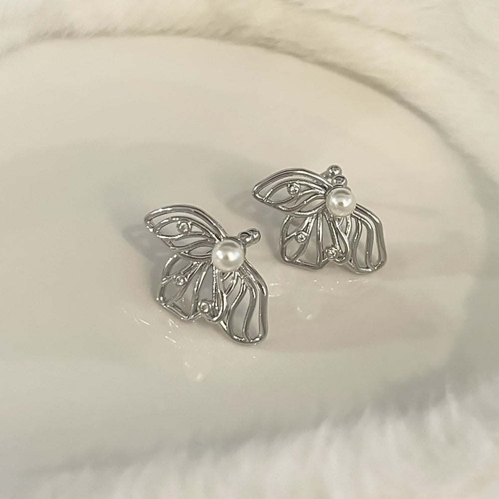 Butterfly Pearl Single Ear Cuff Jewelry Gift for Girlfriend-5